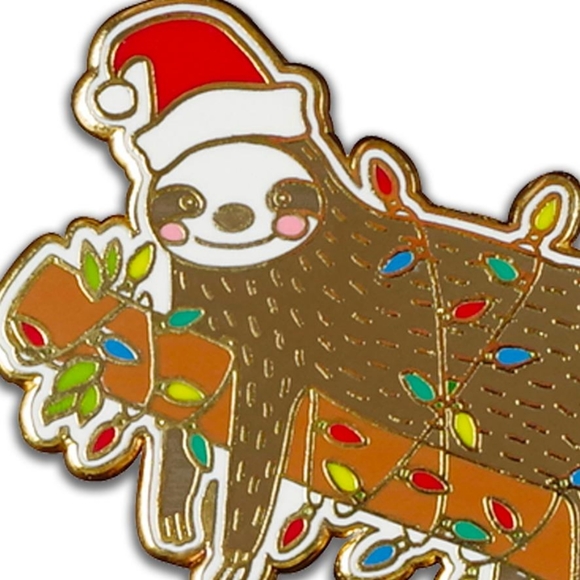 SLOTH and FESTIVE SLOTH Hard Enamel Pins - Picture 3 of 9
